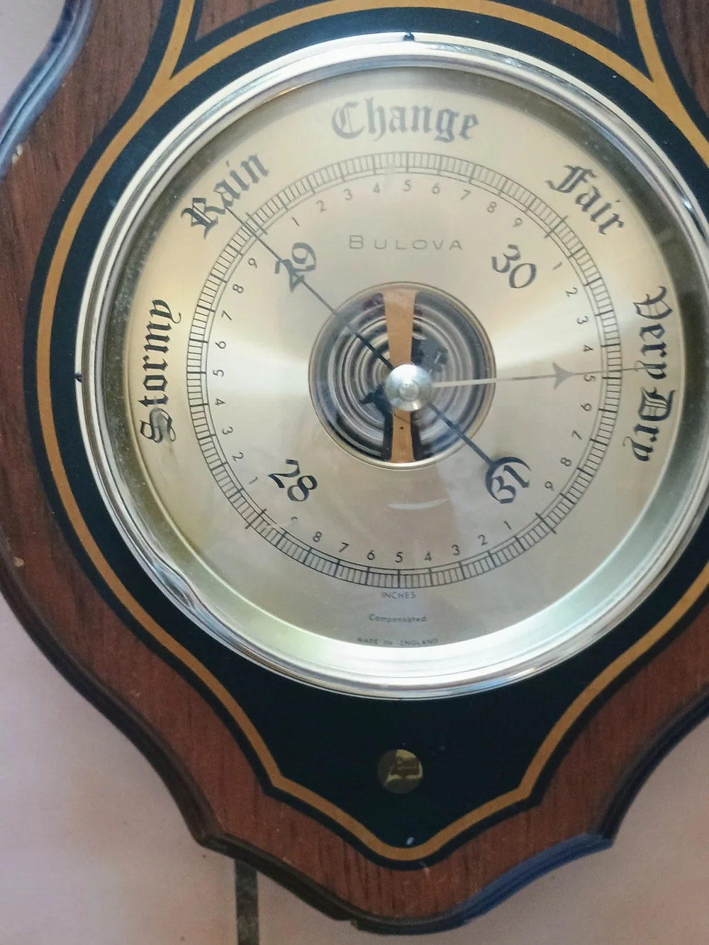 Bulova Gold & Wood Tone Wall Clock and Barometer